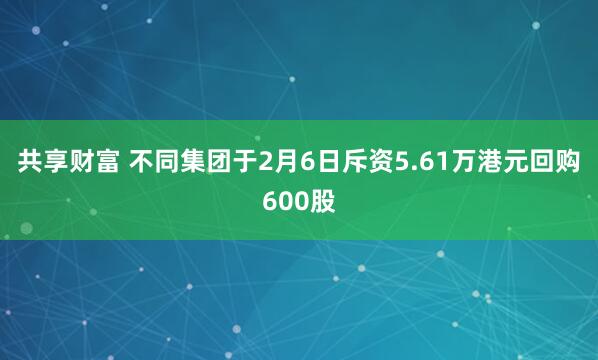 共享财富 不同集团于2月6日斥资5.61万港元回购600股